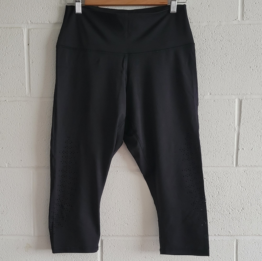 Hyba Laser Cut Workout Capris in Black